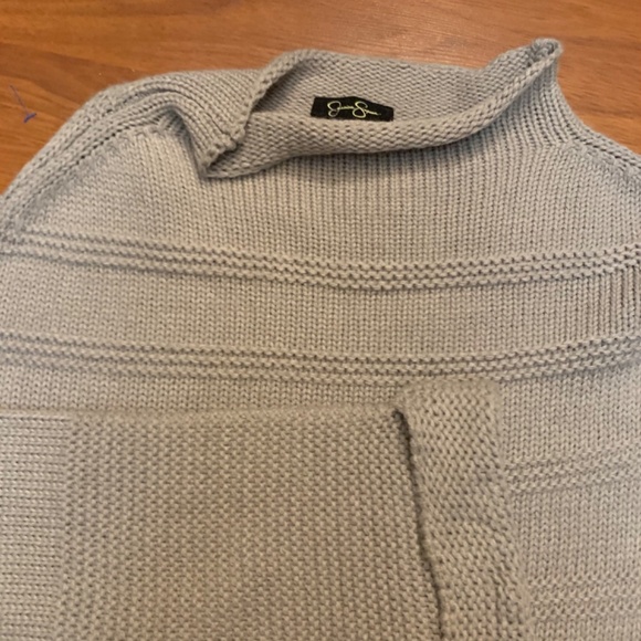 Jessica Simpson grey slouchy boho cozy ribbed knit mock neck (Connie) sweater - Picture 5 of 10